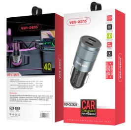 Автомобильное заряд. устр. Ven-Dens CC005 2USB-C 40W черное Автомобильное заряд. устр. Ven-Dens CC005 2USB-C 40W черное
