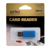 Картридер USB2.0 MicroSD Perfeo (PF-VI-R022) синий