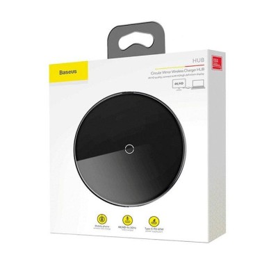 Беспроводное зарядное устройство Baseus Circular Mirror 4USB Hub (WXJMY-0G) черное Беспроводное зарядное устройство Baseus Circular Mirror 4USB Hub (WXJMY-0G) черное