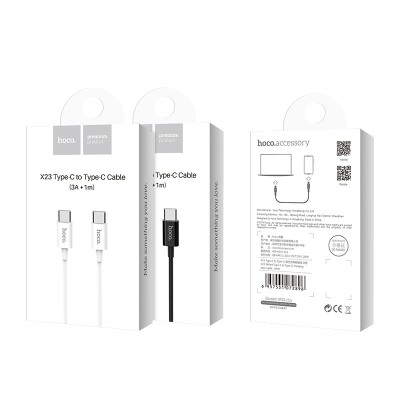 Usb Кабель-зарядка Type-C на Type-C Hoco X23 1м 3A чёрный Usb Кабель-зарядка Type-C на Type-C Hoco X23 1м 3A чёрный