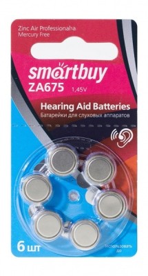 Батарейка для слуховых аппаратов Smartbuy A675-6B (60/3000) SBZA-A675-6B Батарейка для слуховых аппаратов Smartbuy A675-6B (60/3000) SBZA-A675-6B