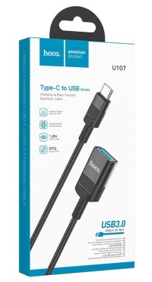 Кабель-удлинитель HOCO U107 Type-C (папа) - USB3.0 (мама) 1.2м черный Кабель-удлинитель HOCO U107 Type-C (папа) - USB3.0 (мама) 1.2м черный