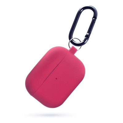 Силиконовый чехол для AirPods 3 c карабином малиновый Силиконовый чехол для AirPods 3 c карабином малиновый