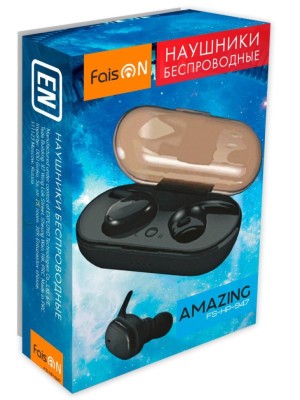 Беспроводные наушники TWS Faison Amazing FS-HP-947 BT5.0/35mAh/4ч черные Беспроводные наушники TWS Faison Amazing FS-HP-947 BT5.0/35mAh/4ч черные