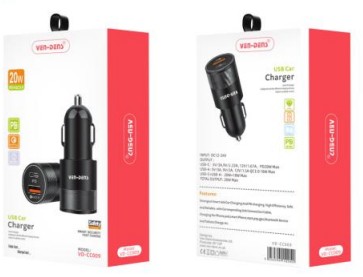 Автомобильное заряд. устр. Ven-Dens CC009 USB/USB-C 18W/20W черное Автомобильное заряд. устр. Ven-Dens CC009 USB/USB-C 18W/20W черное