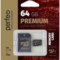 micro SDXC карта памяти Perfeo 64GB Premium Class 10 UHS-1 (с адаптером SD)