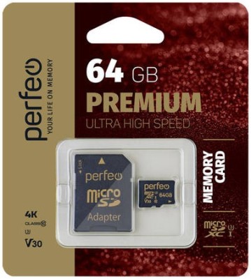 micro SDXC карта памяти Perfeo 64GB Premium Class 10 UHS-1 (с адаптером SD) micro SDXC карта памяти Perfeo 64GB Premium Class 10 UHS-1 (с адаптером SD)