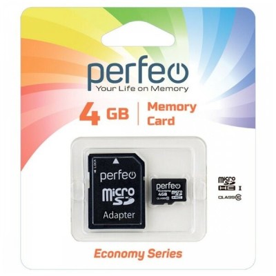 micro SDHC карта памяти Perfeo 4GB Class 10 Economy series (с адаптером SD) micro SDHC карта памяти Perfeo 4GB Class 10 Economy series (с адаптером SD)