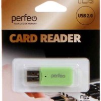 Картридер USB2.0 MicroSD Perfeo (PF-VI-R022) зеленый