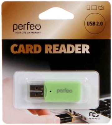 Картридер USB2.0 MicroSD Perfeo (PF-VI-R022) зеленый Картридер USB2.0 MicroSD Perfeo (PF-VI-R022) зеленый
