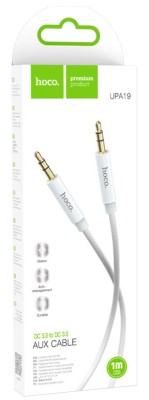 Аудиокабель AUX 3,5mm Hoco 1m с микрофоном UPA19 серебристый Аудиокабель AUX 3,5mm Hoco 1m с микрофоном UPA19 серебристый