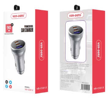 Автомобильное заряд. устр. Ven-Dens CC012 USB/2USB-C 90W серебристое Автомобильное заряд. устр. Ven-Dens CC012 USB/2USB-C 90W серебристое