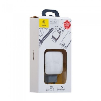 Сетевое зар. устр. Baseus Letour Dual U 2USB 2.4A (ZCL2B-B02) белое Сетевое зар. устр. Baseus Letour Dual U 2USB 2.4A (ZCL2B-B02) белое