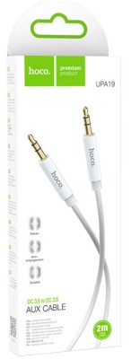 Аудиокабель AUX 3,5mm Hoco 2m с микрофоном UPA19 серебристый Аудиокабель AUX 3,5mm Hoco 2m с микрофоном UPA19 серебристый