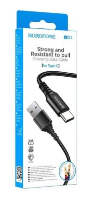 Usb Кабель-зарядка Type-C Borofone BX54 2.4A 1м в тканевой оплетке черный Usb Кабель-зарядка Type-C Borofone BX54 2.4A 1м в тканевой оплетке черный