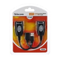 Адаптер-удлинитель Telecom RJ45/USB (мама)-RJ45/USB (папа) до 45 метров