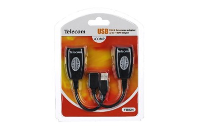 Адаптер-удлинитель Telecom RJ45/USB (мама)-RJ45/USB (папа) до 45 метров Адаптер-удлинитель Telecom RJ45/USB (мама)-RJ45/USB (папа) до 45 метров