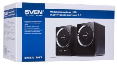 Акустическая система 2.0 Sven 247 2х2Вт пластик черная Акустическая система 2.0 Sven 247 2х2Вт пластик черная