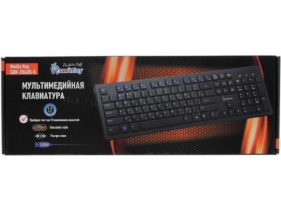Клавиатура проводная Smartbuy Slim 206 USB/104+12 клавиш/1.4м черная (SBK-206US-K) Клавиатура проводная Smartbuy Slim 206 USB/104+12 клавиш/1.4м черная (SBK-206US-K)