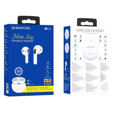 Беспроводные наушники TWS Borofone BE41 BT5.1/25mAh/3ч белые Беспроводные наушники TWS Borofone BE41 BT5.1/25mAh/3ч белые