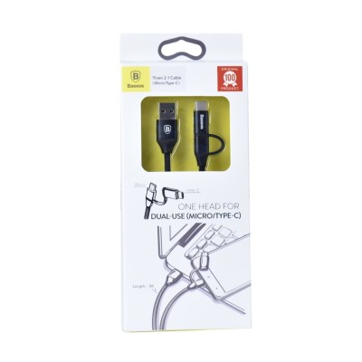 Usb Кабель-зарядка Micro+Type-C Baseus Yiven 1м (CAMTYW-01) чёрный Usb Кабель-зарядка Micro+Type-C Baseus Yiven 1м (CAMTYW-01) чёрный