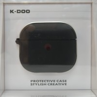 Кожаный чехол для AirPods 3 K-DOO CrashGuard черно-серебристый