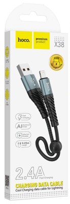 Usb Кабель-зарядка Lightning Hoco X38 25cм чёрный Usb Кабель-зарядка Lightning Hoco X38 25cм чёрный