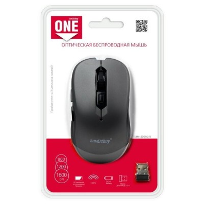 Мышь беспроводная Smartbuy ONE 200AG USB/DPI 800-1200-1600/6 кнопок/1AA серая (SBM-200AG-G) Мышь беспроводная Smartbuy ONE 200AG USB/DPI 800-1200-1600/6 кнопок/1AA серая (SBM-200AG-G)