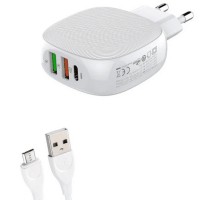 Сетевое зар. устр. LDNIO A3510Q с шнуром Micro 3USB 30W белое