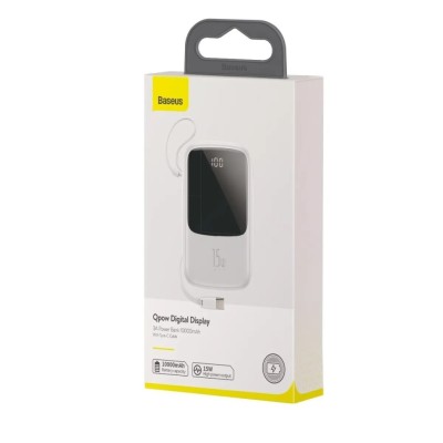 Powerbank Baseus Qpow Digital Display 10000mAh 3A Type-C (PPQD-A02) белый Powerbank Baseus Qpow Digital Display 10000mAh 3A Type-C (PPQD-A02) белый