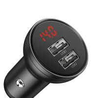 Автомобильное зарядное устройство Baseus Digital Display 2USB 2.4A 24W (CCBX-0G) черное