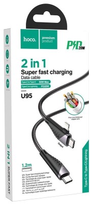Usb Кабель-зарядка Type-C Hoco U95 на Lightning/Type-C 20W 1.2м в нейлоновой оплетке черный Usb Кабель-зарядка Type-C Hoco U95 на Lightning/Type-C 20W 1.2м в нейлоновой оплетке черный