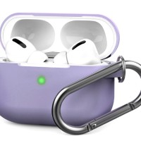 Силиконовый чехол для AirPods Pro 2 c карабином лаванда