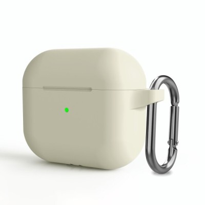 Силиконовый чехол для AirPods 3 c карабином бежевый Силиконовый чехол для AirPods 3 c карабином бежевый