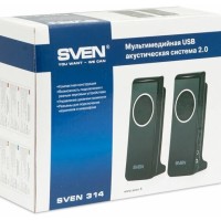 Акустическая система 2.0 Sven 314 2х2Вт пластик черная