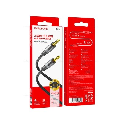 Аудиокабель AUX 3.5мм Borofone BL19 1м силиконовый черный Аудиокабель AUX 3.5мм Borofone BL19 1м силиконовый черный