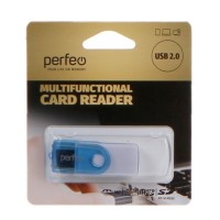 Картридер USB2.0 MicroSD/SD/MMC/MS/M2 Perfeo (PF-VI-R020) синий