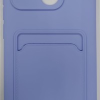 Накладка для Xiaomi Redmi 10C силиконовая с карманом для карт голубая