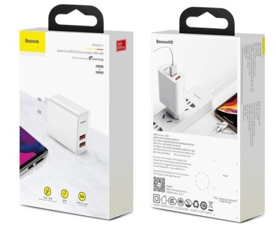 Сетевое зар. устр. Baseus Speed Dual 2USB 5A 30W (CCFS-E02) белое Сетевое зар. устр. Baseus Speed Dual 2USB 5A 30W (CCFS-E02) белое