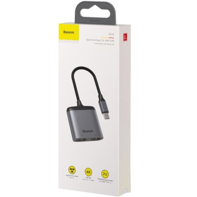 Переходник Baseus Enjoy USB-C на PD/2HDMI (CAHUB-I0G) серый Переходник Baseus Enjoy USB-C на PD/2HDMI (CAHUB-I0G) серый