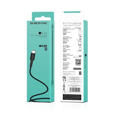 Usb Кабель-зарядка Type-C Borofone BX16 Easy 3A 1м силиконовый чёрный Usb Кабель-зарядка Type-C Borofone BX16 Easy 3A 1м силиконовый чёрный