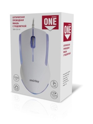 Мышь проводная с подсветкой Smartbuy ONE 350 USB/DPI 1000/3 кнопки/LED/1.5м белая (SBM-350-W) Мышь проводная с подсветкой Smartbuy ONE 350 USB/DPI 1000/3 кнопки/LED/1.5м белая (SBM-350-W)