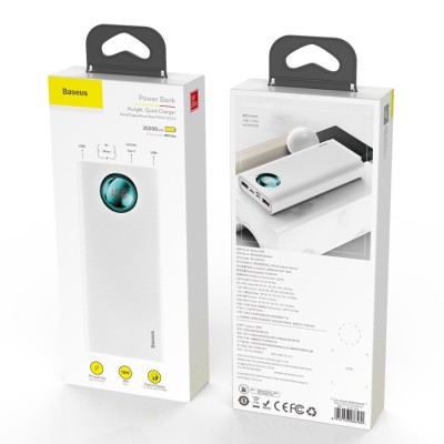 Powerbank Baseus Mulight Quick 20000mAh 2xUSB+Type-C 2.1A PPALL-LG02 белый Powerbank Baseus Mulight Quick 20000mAh 2xUSB+Type-C 2.1A PPALL-LG02 белый