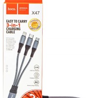 Usb Кабель-зарядка Hoco X47 3в1 Micro/Lightning/Type-C 25см серый