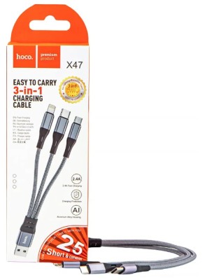 Usb Кабель-зарядка Hoco X47 3в1 Micro/Lightning/Type-C 25см серый Usb Кабель-зарядка Hoco X47 3в1 Micro/Lightning/Type-C 25см серый