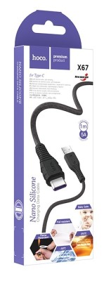 Usb Кабель-зарядка Type-C Hoco X67 Nano 5A 1м мягкий силиконовый черный Usb Кабель-зарядка Type-C Hoco X67 Nano 5A 1м мягкий силиконовый черный