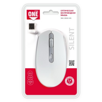 Мышь беспроводная Smartbuy ONE 280AG USB/DPI 800-1200-1600/4 кнопки/1AA бело-серая (SBM-280AG-WG) Мышь беспроводная Smartbuy ONE 280AG USB/DPI 800-1200-1600/4 кнопки/1AA бело-серая (SBM-280AG-WG)