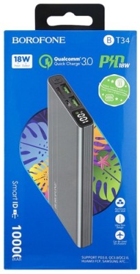 Powerbank Borofone BT34 10000mAh 2USB 18W серый Powerbank Borofone BT34 10000mAh 2USB 18W серый