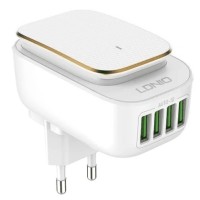 Сетевое зар. устр. LDNIO A4405 с шнуром Lightning 4USB 22W белое