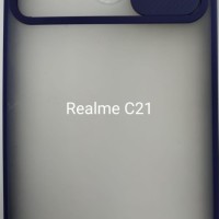 Накладка со шторкой камеры Realme C21 матовая темно-синяя